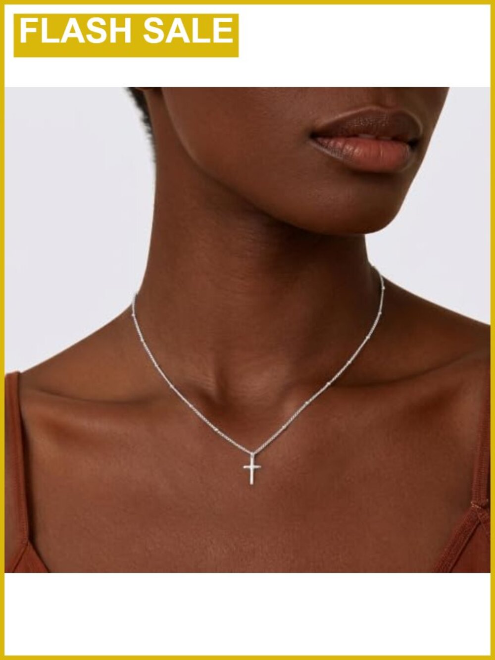925 Sterling Silver Plated Cross Necklace Women Dainty Pendant Necklace - Picture 2 of 6